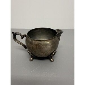 Vintage Leonard Silver Plated Brass Creamer 3.5''‎ x 2.75'' #21